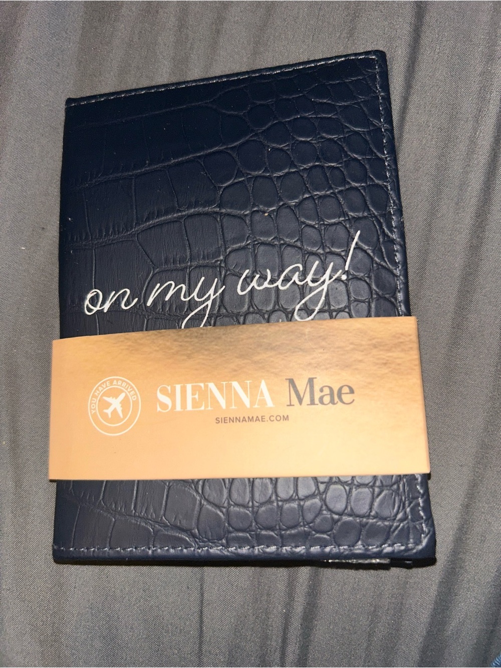 Sienna Mae Navy Faux Croc Passport Holder Travel Wallet - "on my way!"